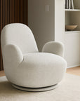 Liana Wooden Swivel Lounge chair - Light Grey