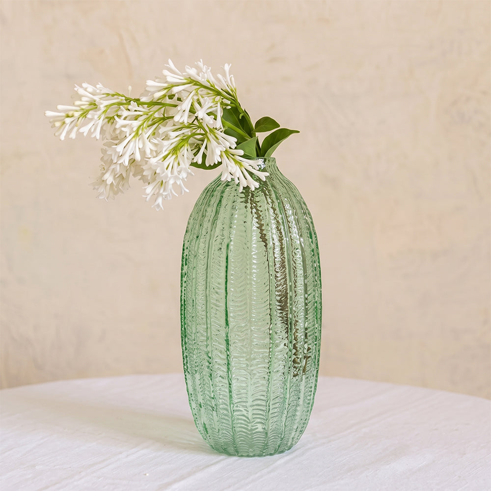 Chroma Mint Green Ribbed Glass Table Vase