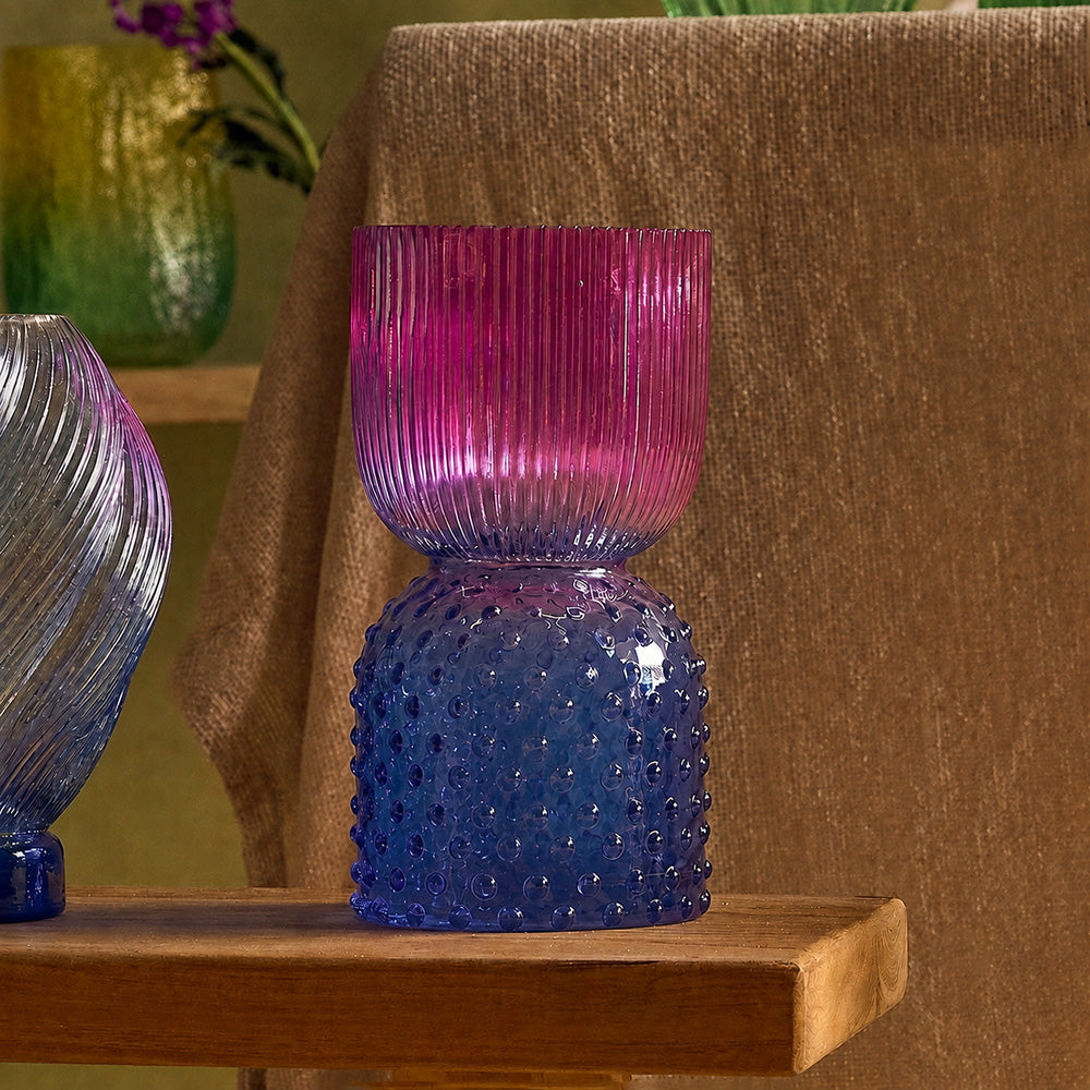 Fike Pink and Blue Glass Table Vase