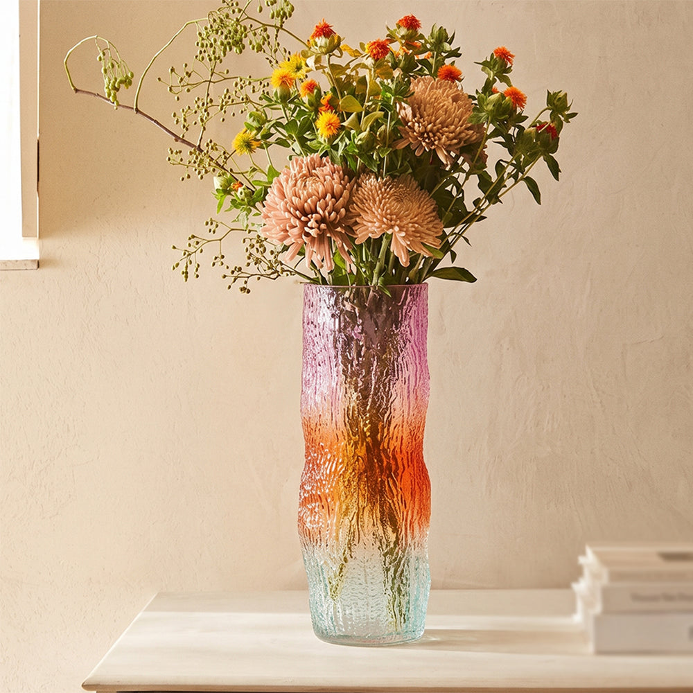 Domi Pink and Orange Ombre Glass Table Vase