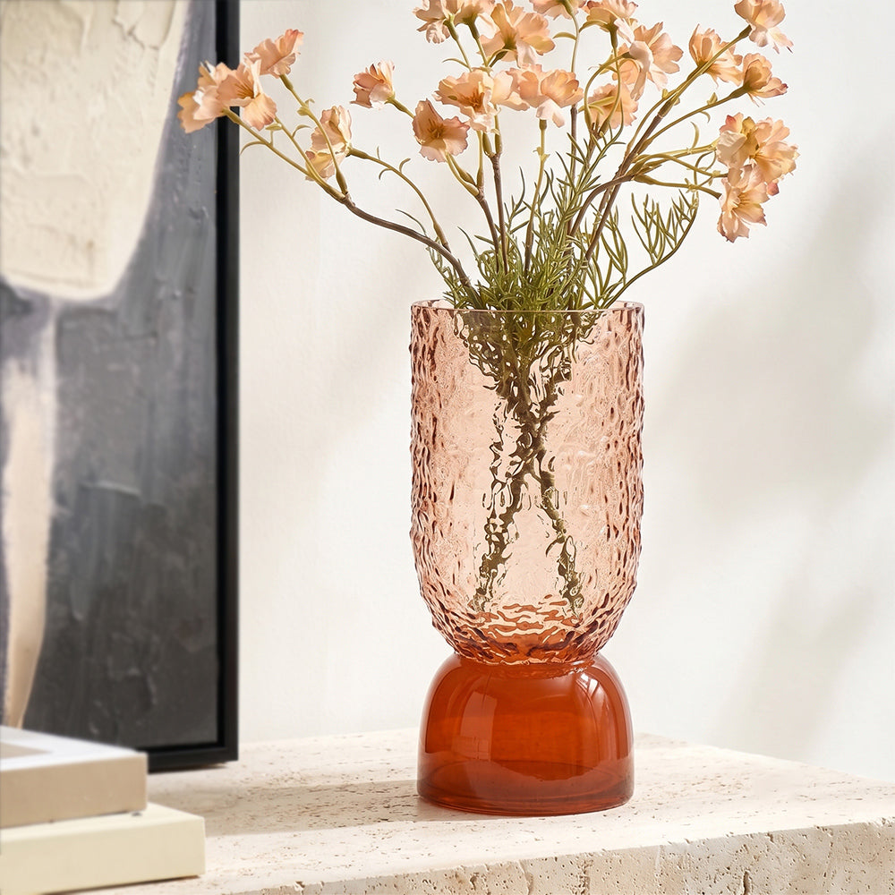 Grace Peach Textured Glass Table Vase