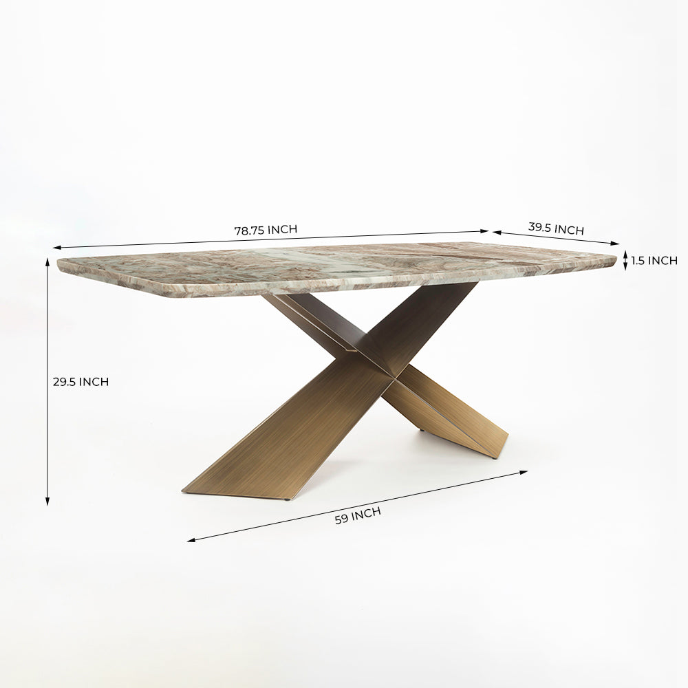 Immune Marble 8 Seater Dining Table with Iron - Brass - Toranto