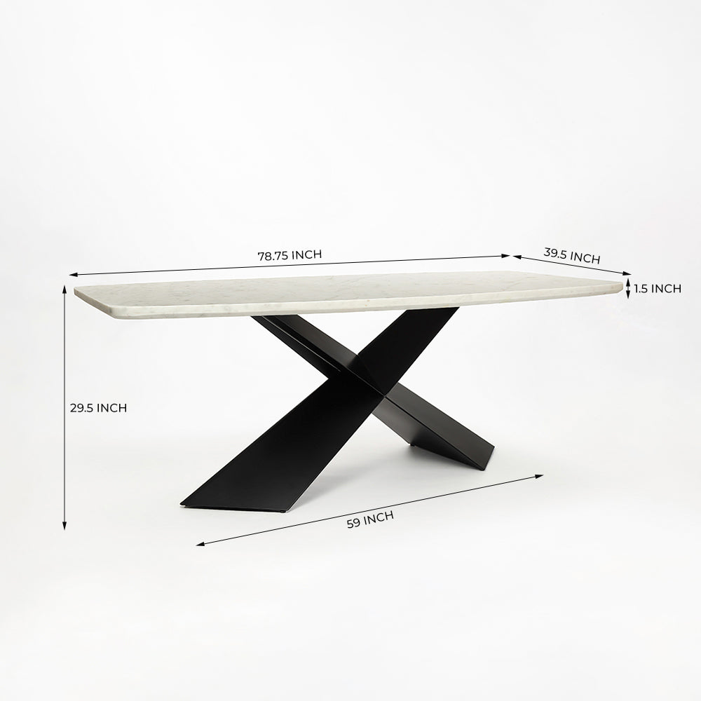 Immune Marble 8 Seater Dining Table with Iron - Black - Baswada