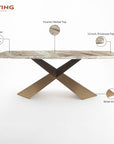 Immune Marbel 8 Seater Dining Table with Iron - Brass