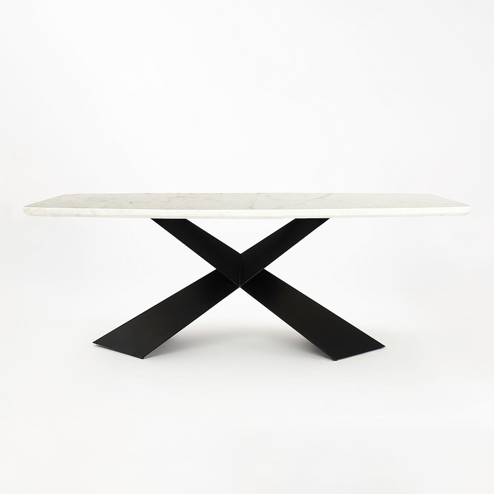 Immune Marble 8 Seater Dining Table with Iron - Black - Baswada