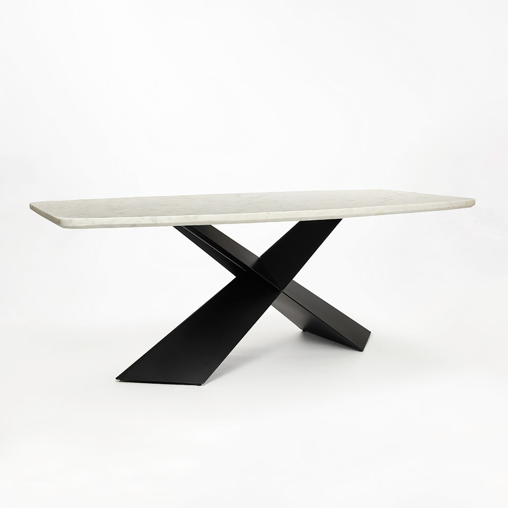 Immune Marble 8 Seater Dining Table with Iron - Black - Baswada