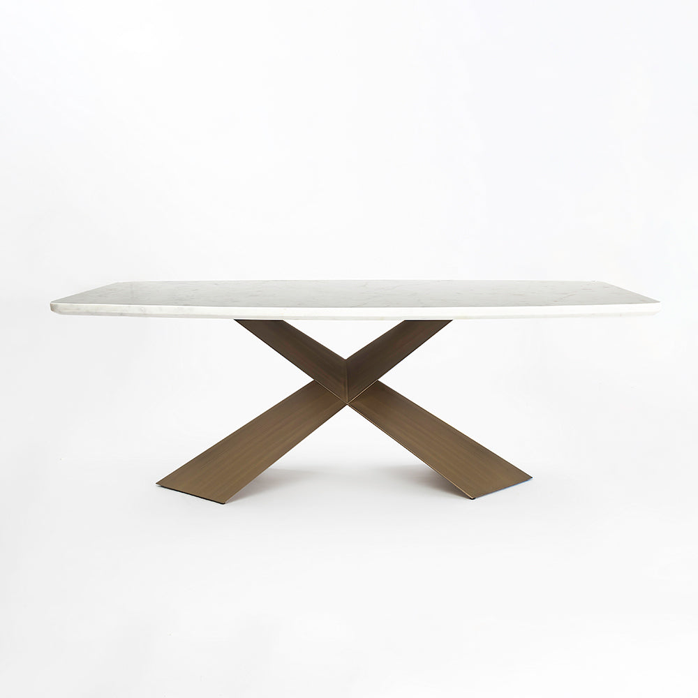 Immune Marble 8 Seater Dining Table with Iron - Brass - Baswada