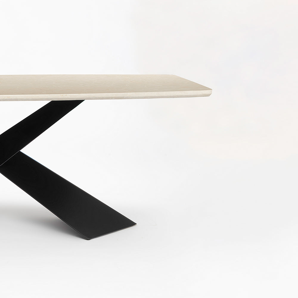 Immune Marble 8 Seater Dining Table with Iron - Black - Botticino