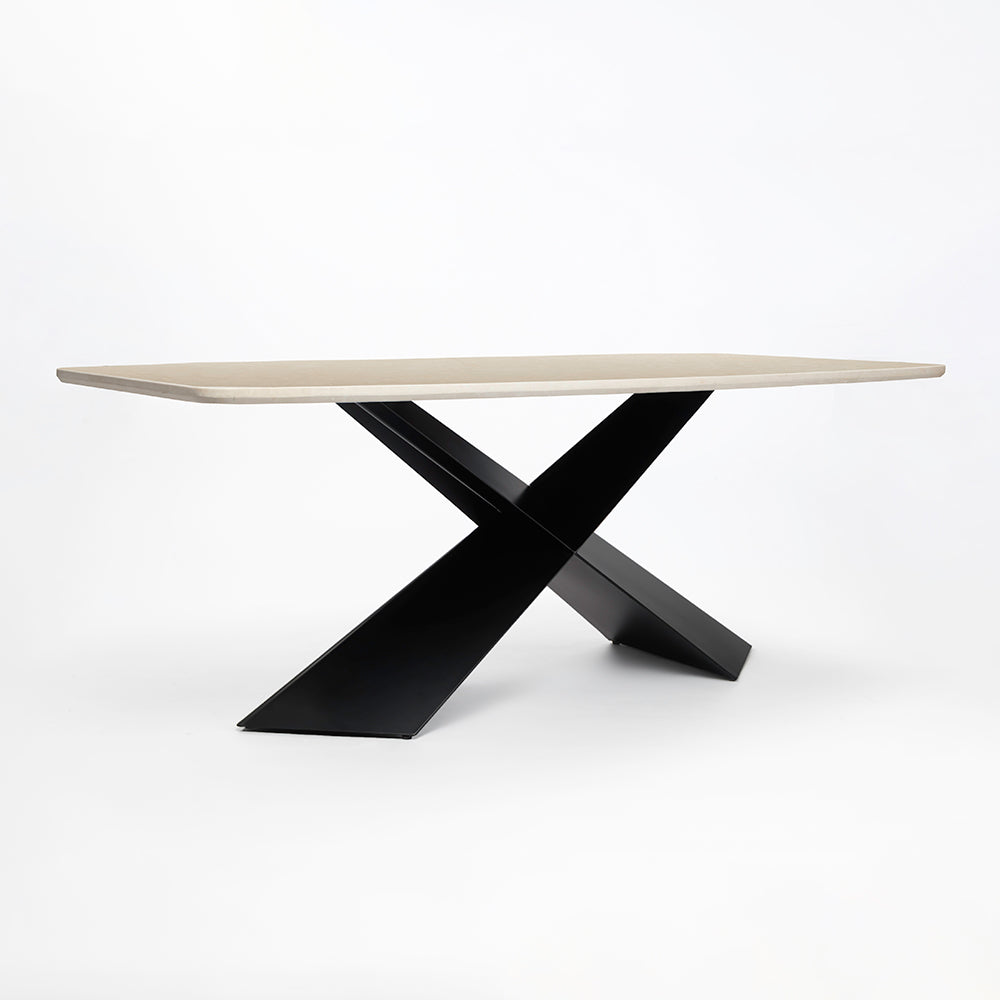 Immune Marble 8 Seater Dining Table with Iron - Black - Botticino