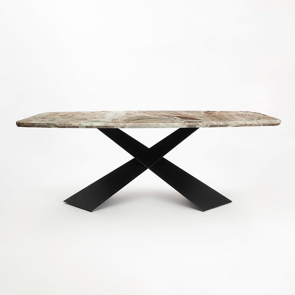 Immune Marble 8 Seater Dining Table with Iron - Black - Toranto