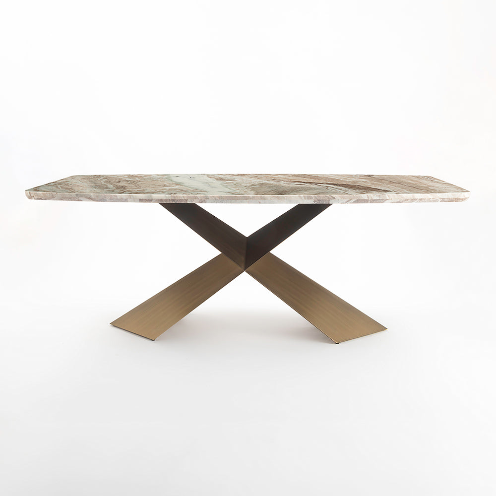 Immune Marble 8 Seater Dining Table with Iron - Brass - Toranto