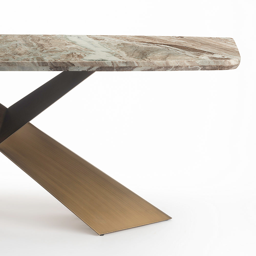 Immune Marble 8 Seater Dining Table with Iron - Brass - Toranto