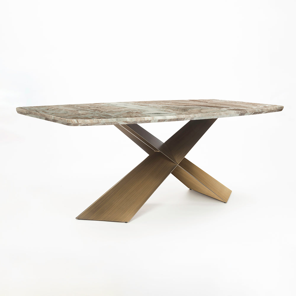 Immune Marble 8 Seater Dining Table with Iron - Brass - Toranto