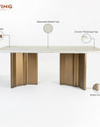 Omar Marbel 8 Seater Dining Table with Iron - Brass