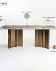 Omar Marbel 8 Seater Dining Table with Iron - Brass