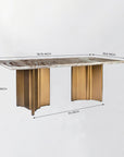 Omar Marbel 8 Seater Dining Table with Iron - Brass