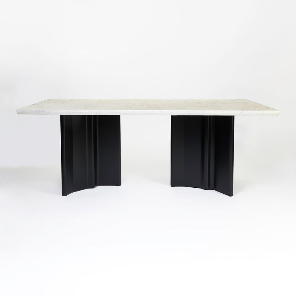 Omar Marble 8 Seater Dining Table with Iron - Black - Baswada