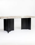 Omar Marbel 8 Seater Dining Table with Iron - Black