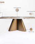 Chrome Marbel 8 Seater Dining Table with Iron - Brass