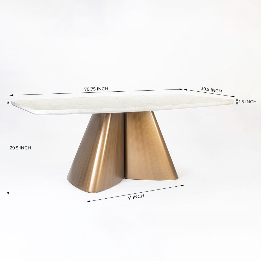 Chrome Marble 8 Seater Dining Table with Iron - Brass - Baswada