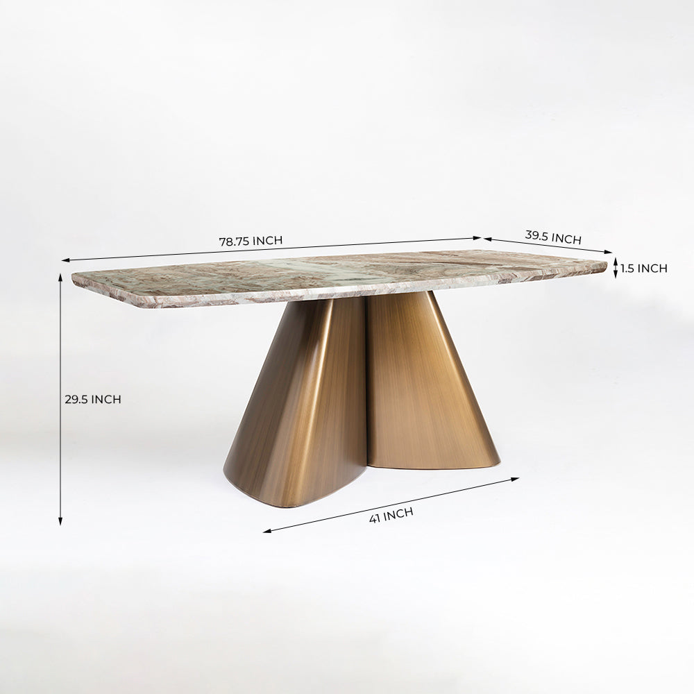 Chrome Marble 8 Seater Dining Table with Iron - Brass - Toranto