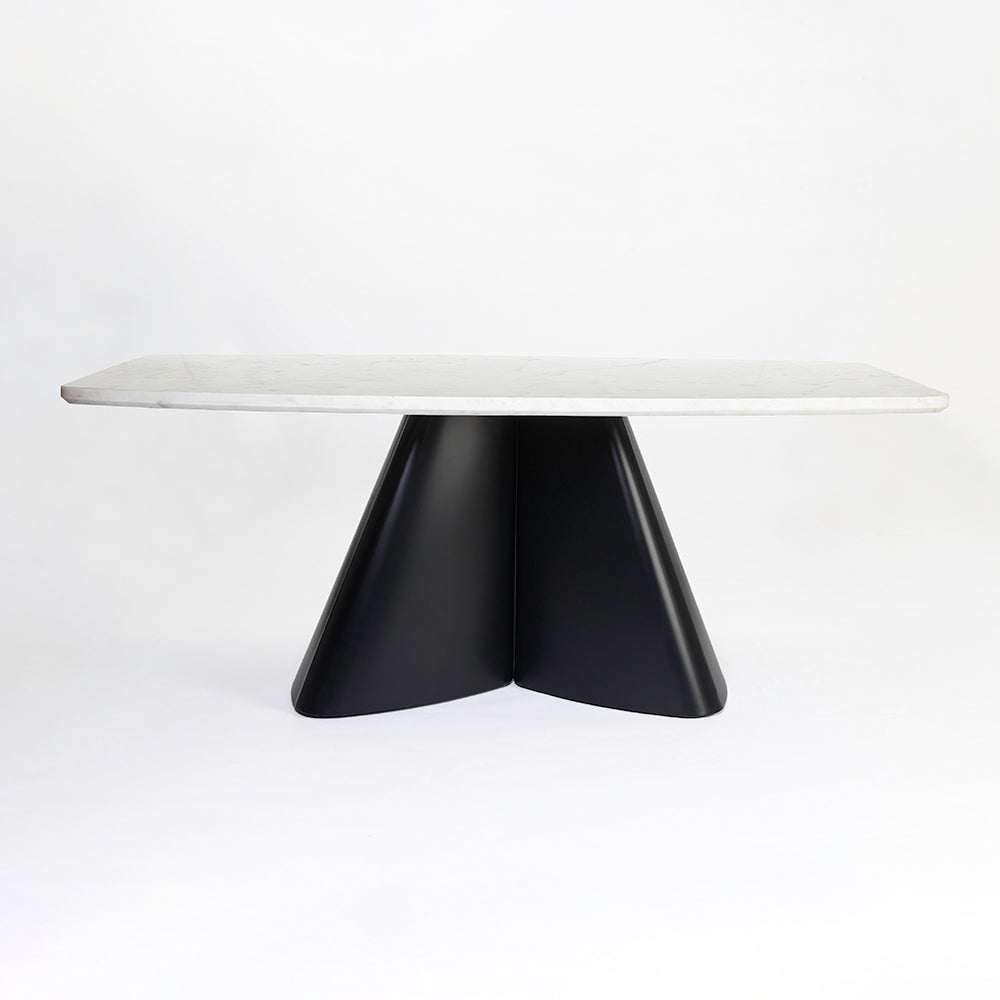 Chrome Marble 8 Seater Dining Table with Iron - Black - Baswada