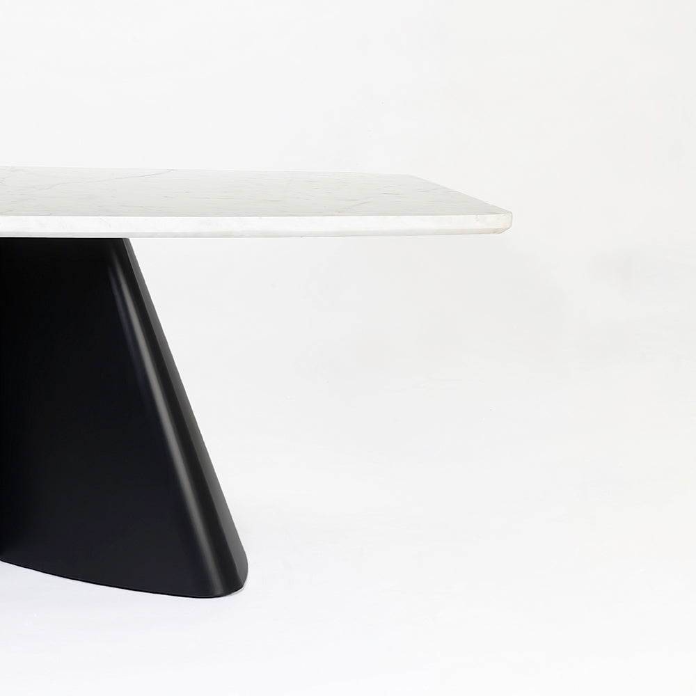 Chrome Marble 8 Seater Dining Table with Iron - Black - Baswada