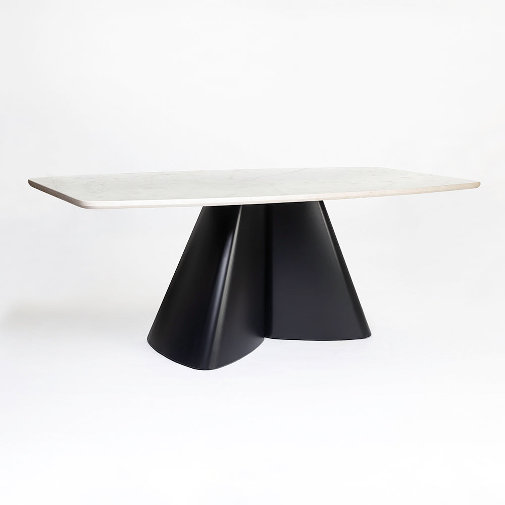 Chrome Marble 8 Seater Dining Table with Iron - Black - Baswada