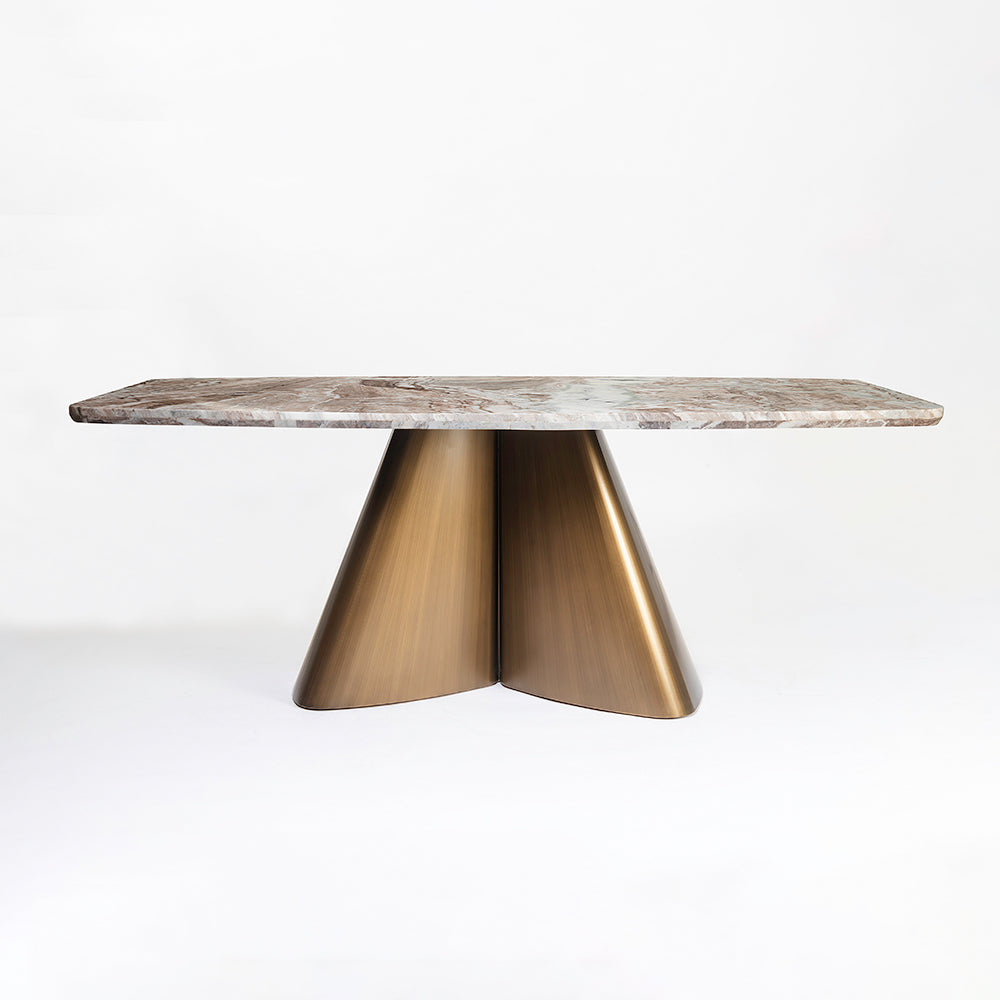 Chrome Marble 8 Seater Dining Table with Iron - Brass - Toranto