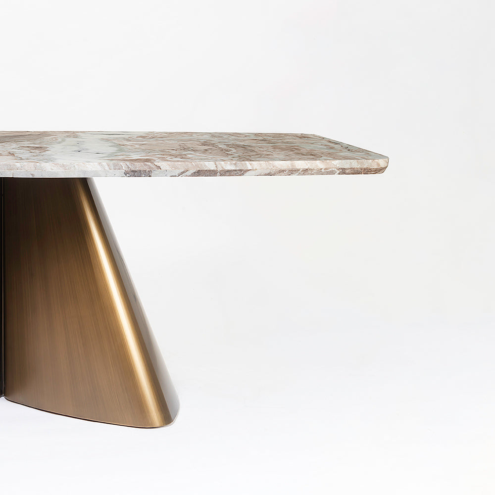 Chrome Marble 8 Seater Dining Table with Iron - Brass - Toranto