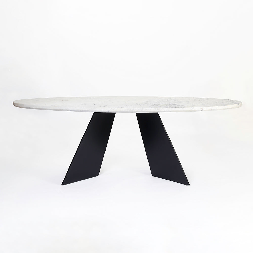 Bootsy Marble 8 Seater Dining Table with Iron - Black - Baswada