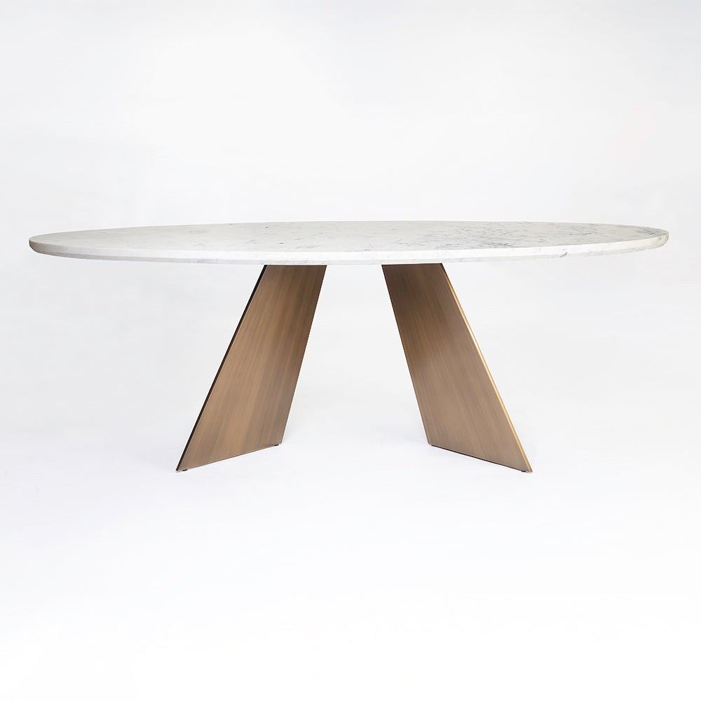 Bootsy Marble 8 Seater Dining Table with Iron - Brass - Baswada