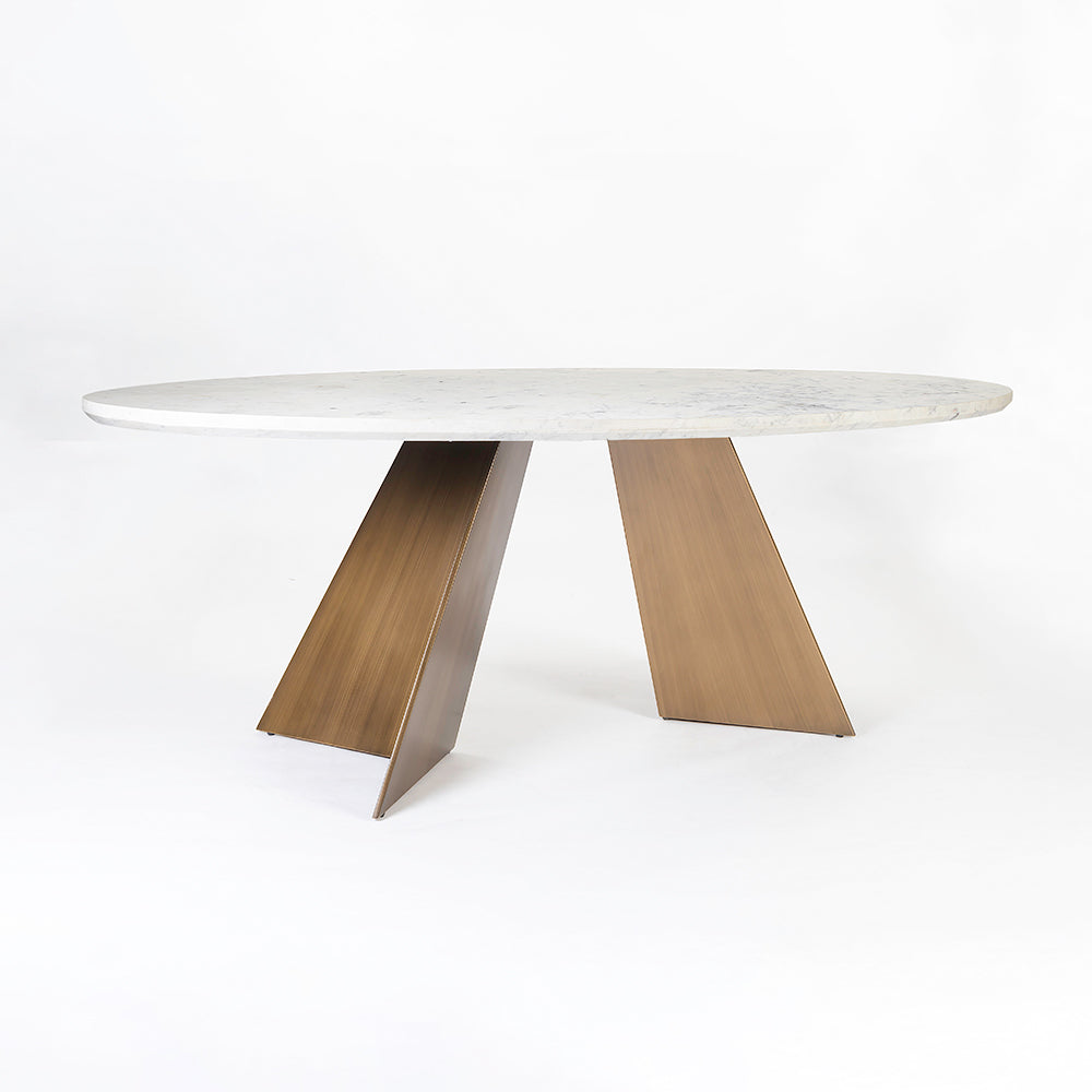 Bootsy Marble 8 Seater Dining Table with Iron - Brass - Baswada