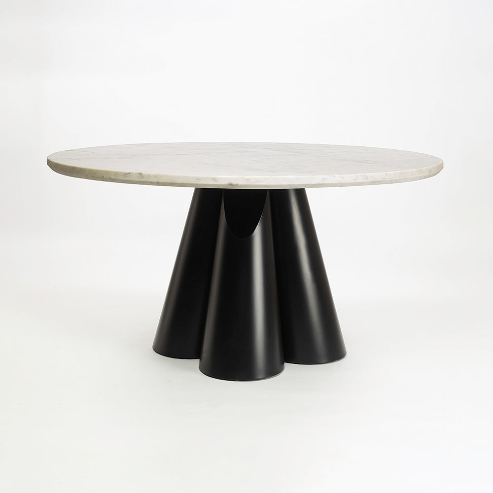 Duster Marble 6 Seater Dining Table with Iron - Black