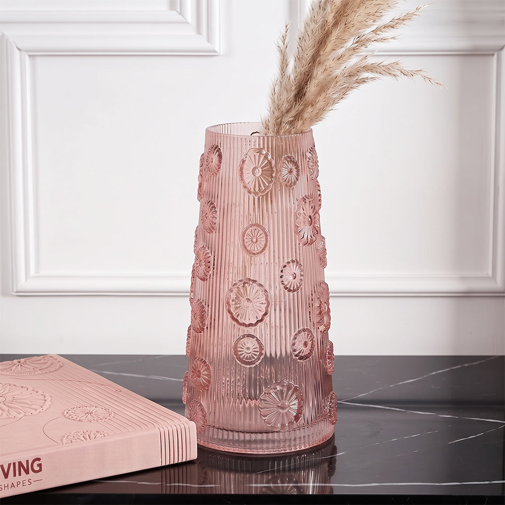 Valleara Grove Pink Textured Glass Large Table Vase