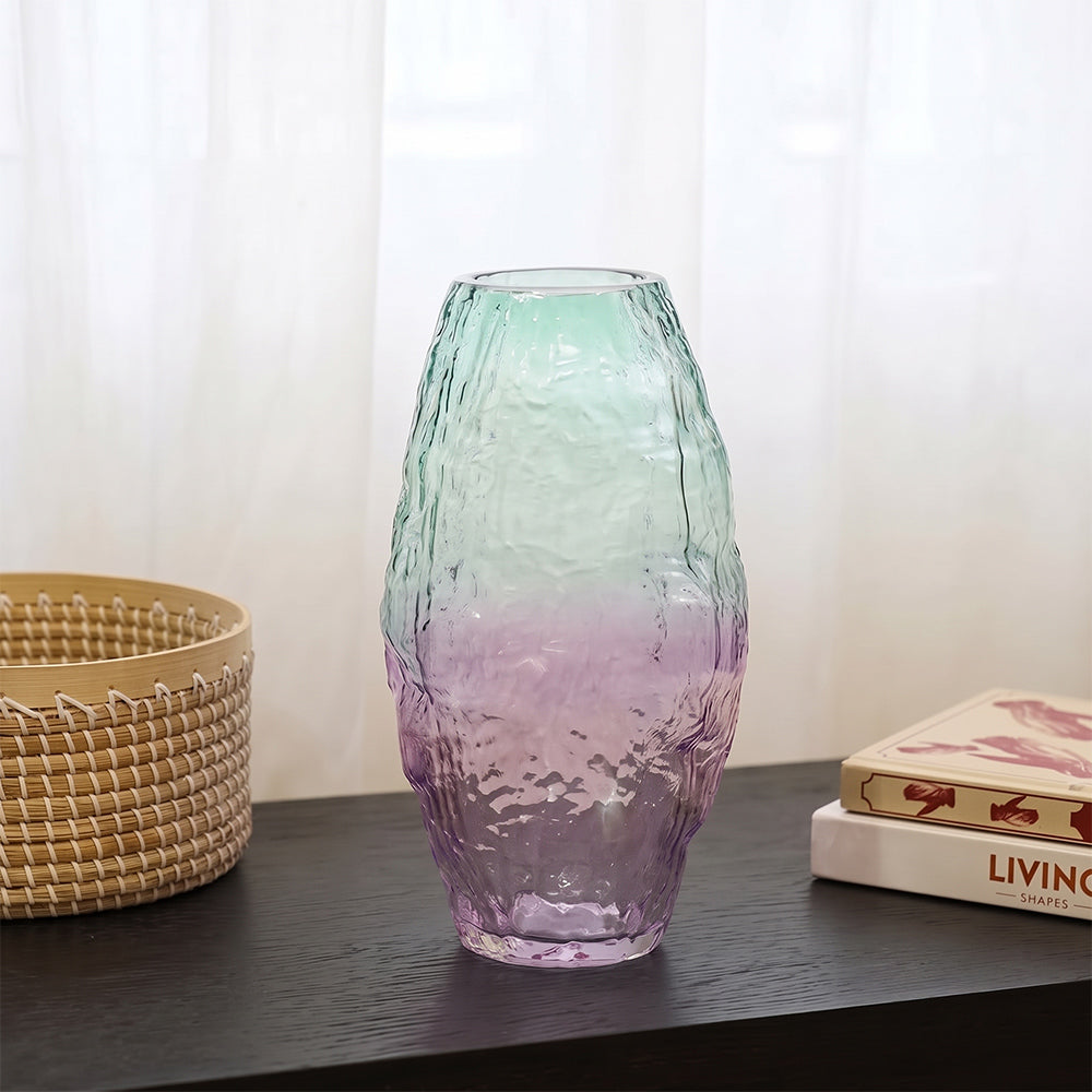 Axion Prime Aqua and Lilac Ombre Glass Large Table Vase