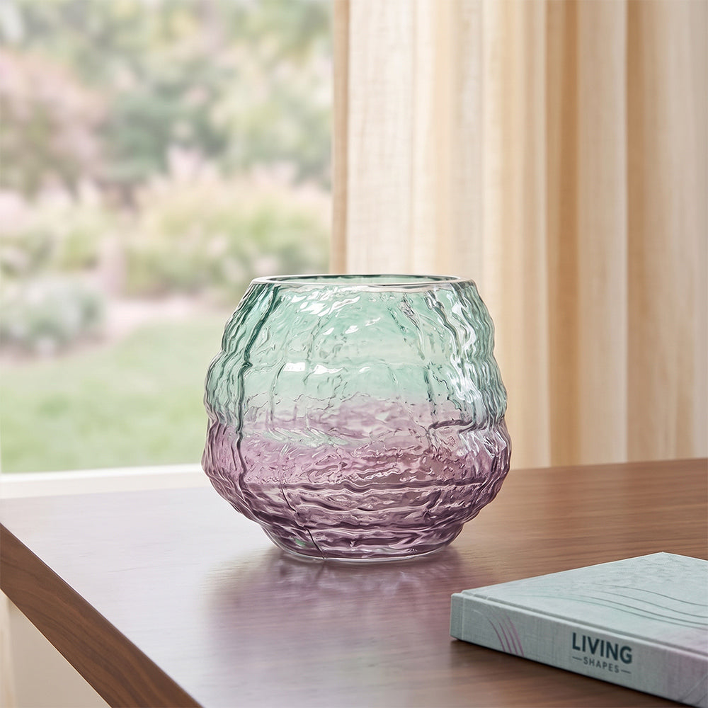 DynaFlux Kate Aqua and Lilac Ombre Glass Medium Table Vase