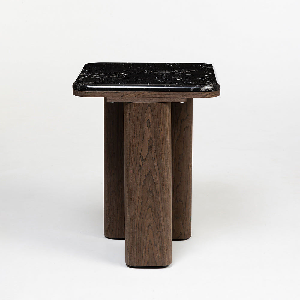 Elaris Black Marble Top Wooden Square Coffee Table - Small