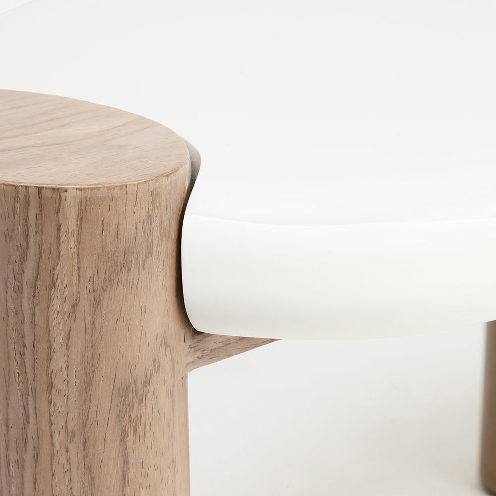 Terravon White Coffee Table with Wooden Base Set of 2