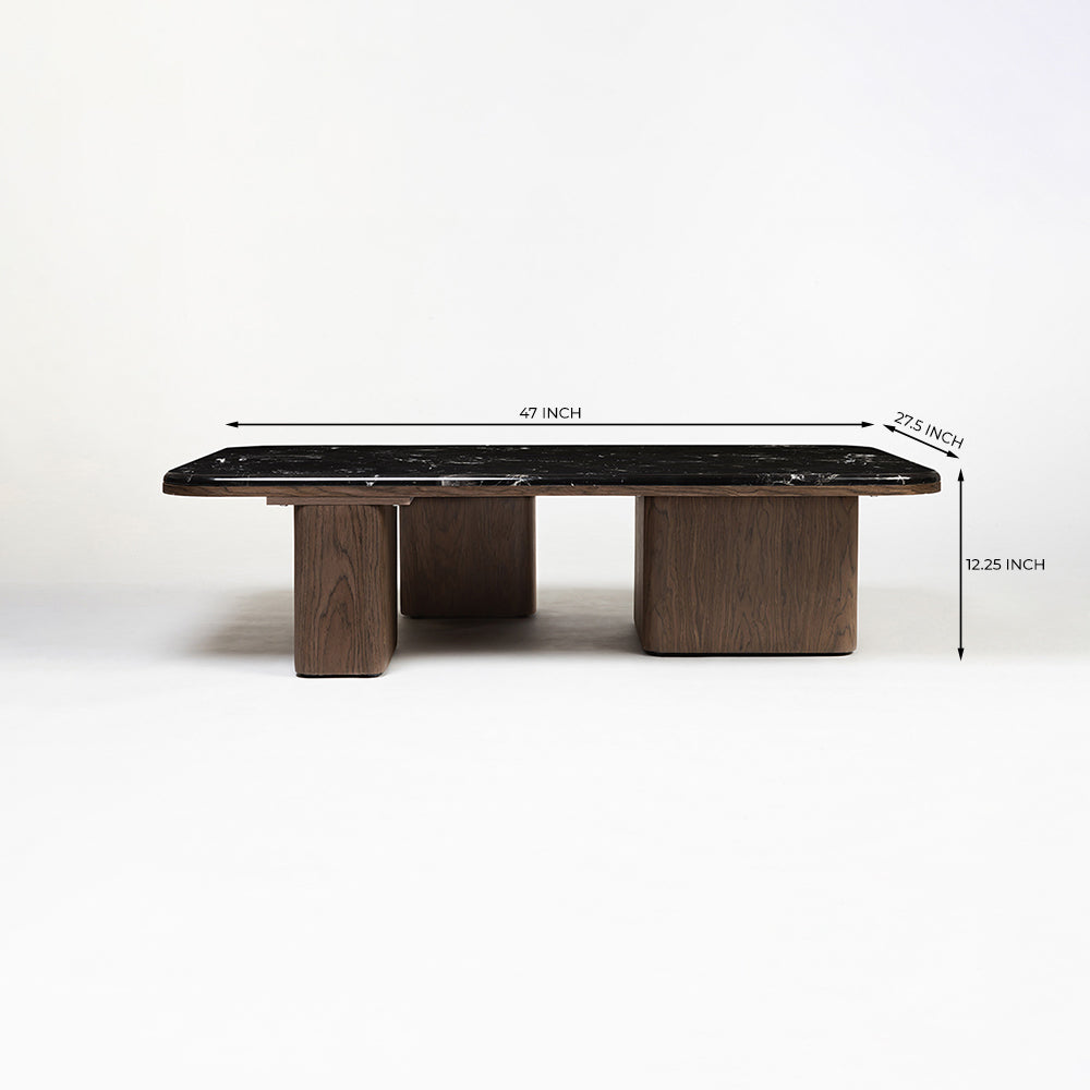 Lakesona Sherwin Rectangular Black Marble Coffee Table