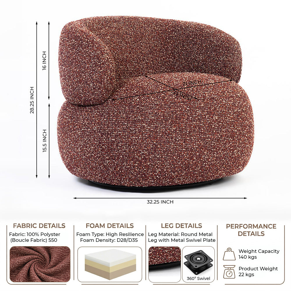 Velmora Erika Swivel Sofa - Red
