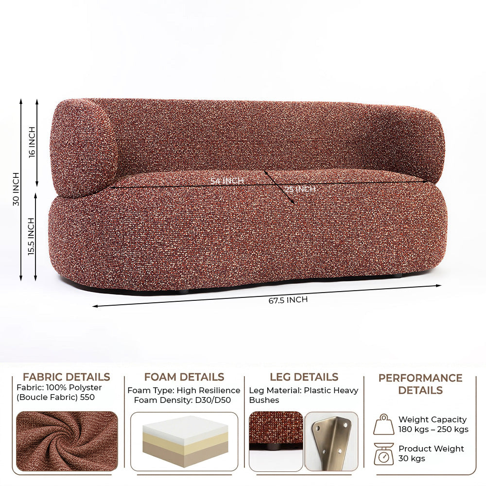 Aurelia Vibrant 2 Seater Sofa - Red