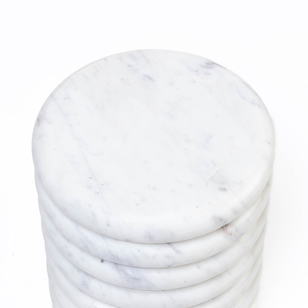 Albeit White Purple Marble Accent Table