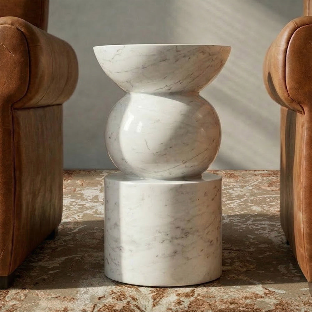 Booke White Purple Marble Accent Table