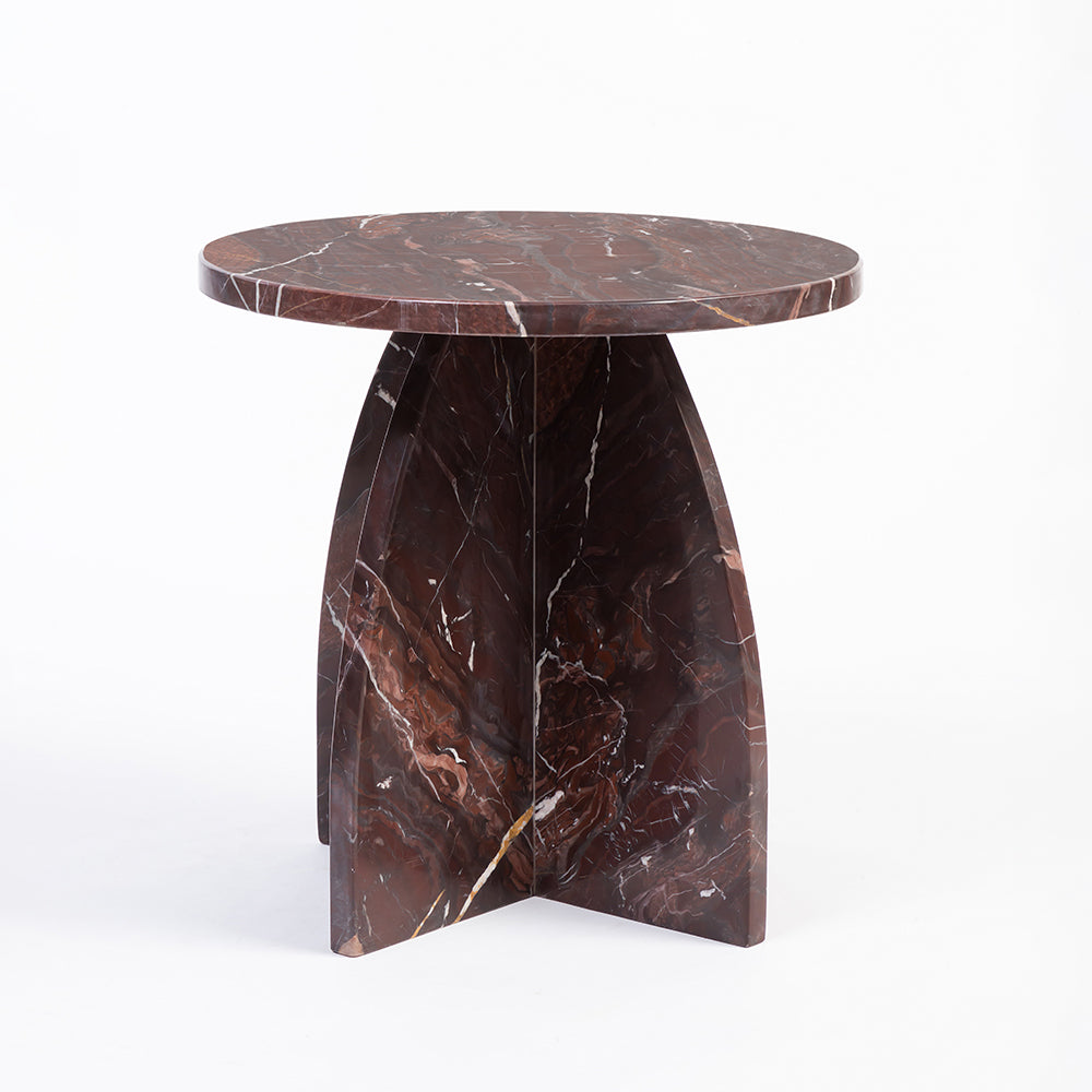 Summa Red Marble Accent Table