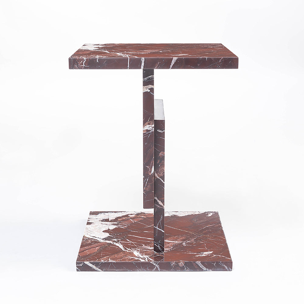 Shad Red Marble Accent Table