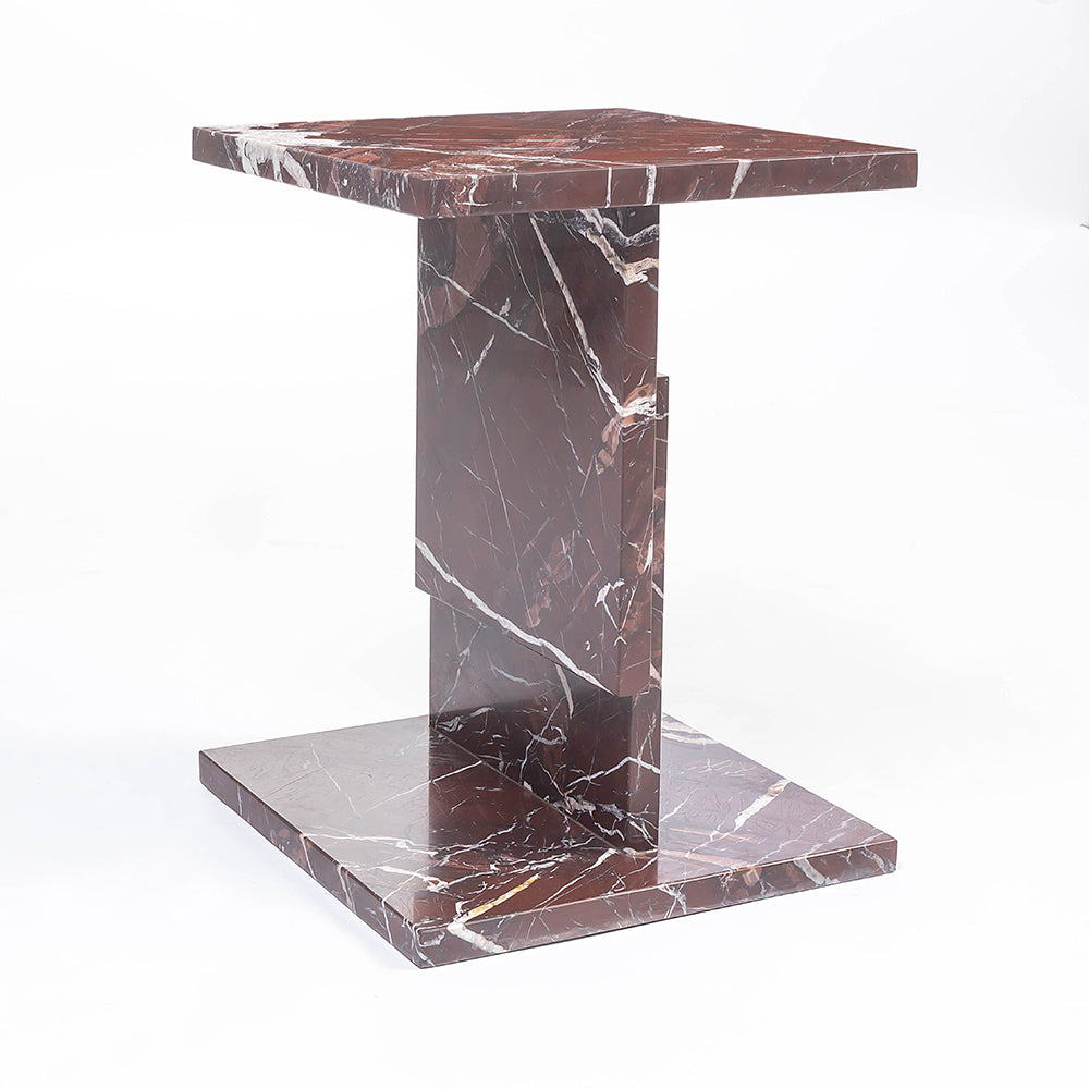 Shad Red Marble Accent Table
