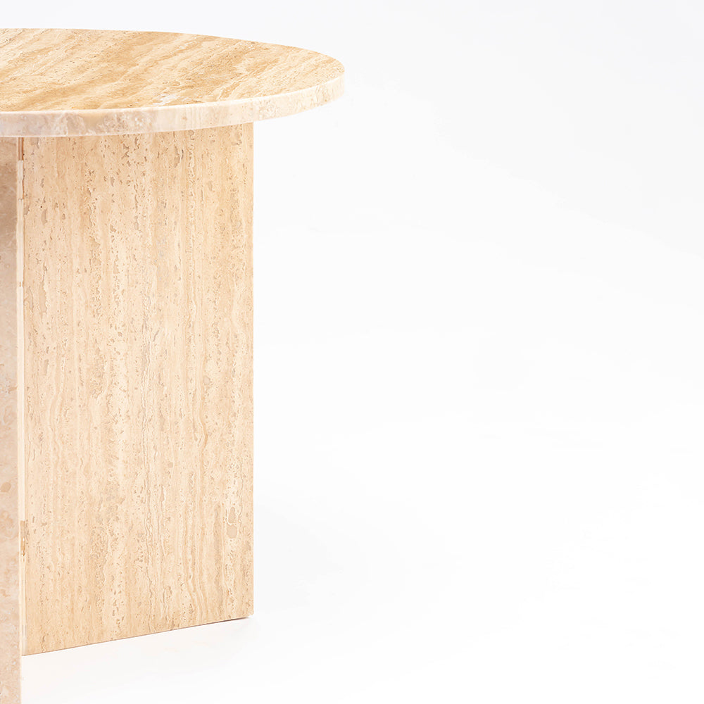 Lumi Travertine Marble Accent Table