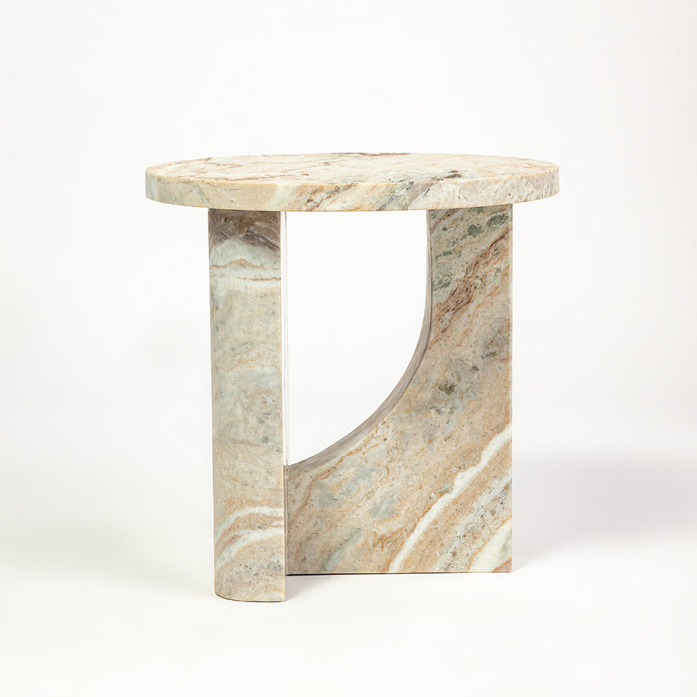 Crescent Vein Marble Accent Table