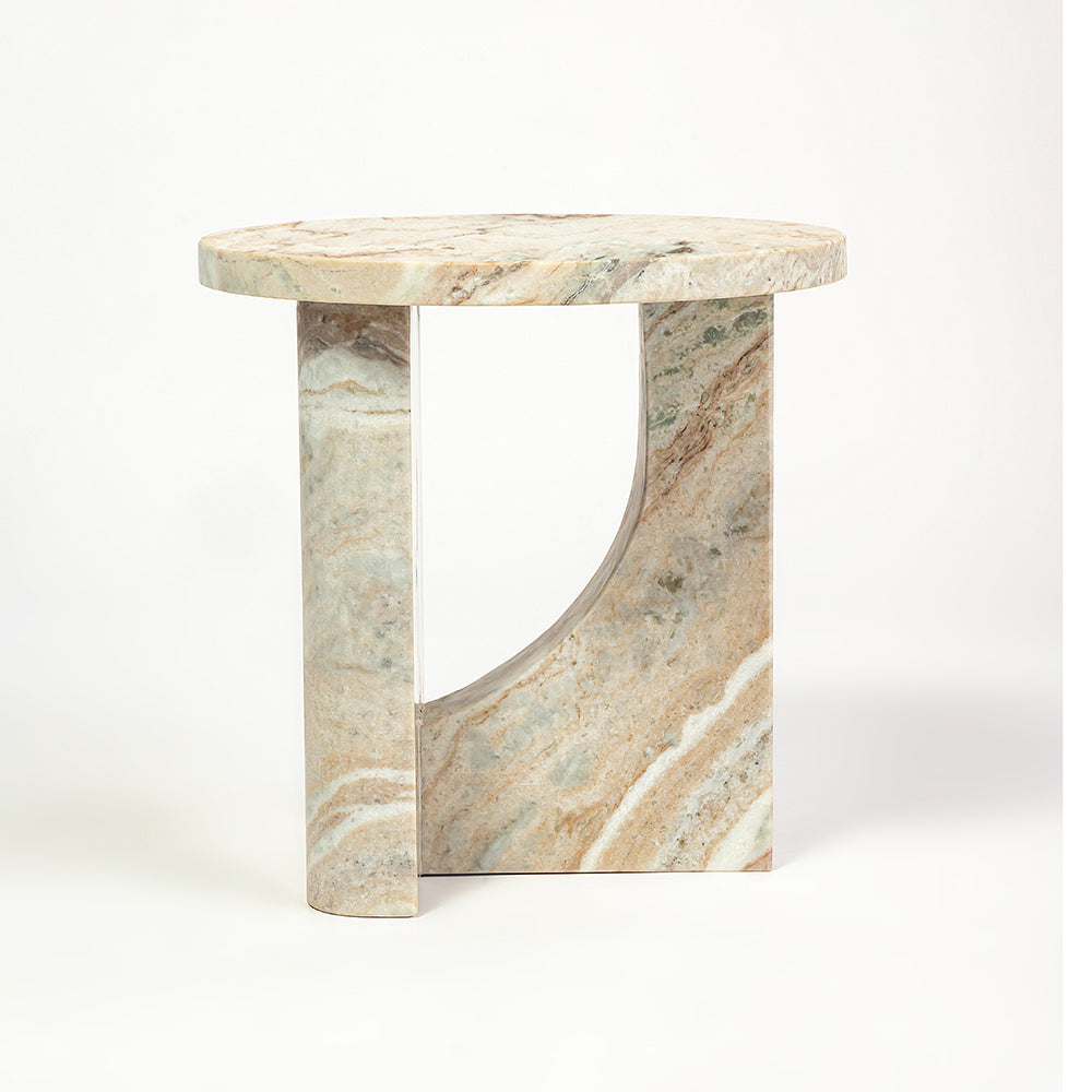Crescent Vein Marble Accent Table